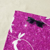 Glitter en libellen gepersonaliseerde strandhanddo strandlaken (In situ)