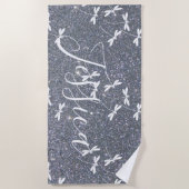 Glitter en libellen gepersonaliseerde strandhanddo strandlaken (Voorkant)