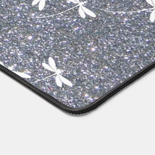 Glitter en libellen op maat bureaumat (Hoek)