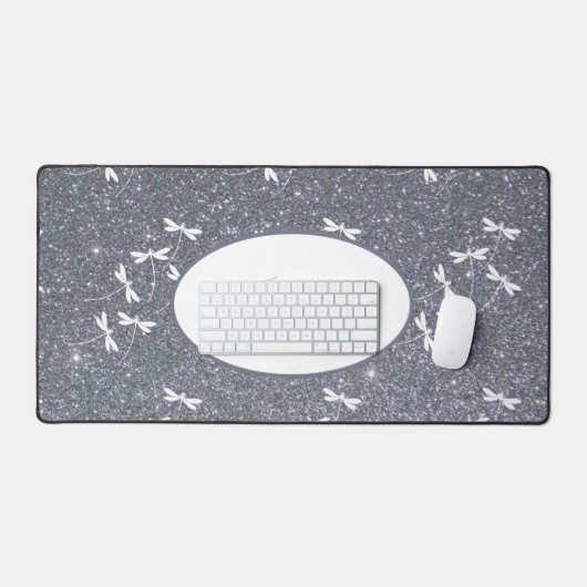 Glitter en libellen op maat bureaumat (Keyboard & Muis)