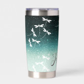 Glitter en libellen op maat geïsoleerde drinkbeker (Voorkant)