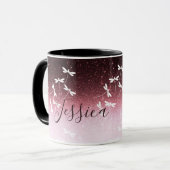 Glitter en libellen op maat mok (Voorkant links)