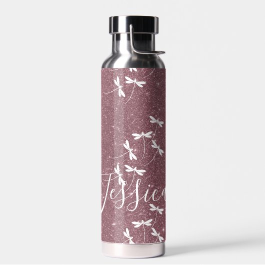 Glitter en libellen op maat waterfles (Links)