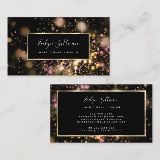 Glitter en licht visitekaartje (Voorkant / Achterkant)