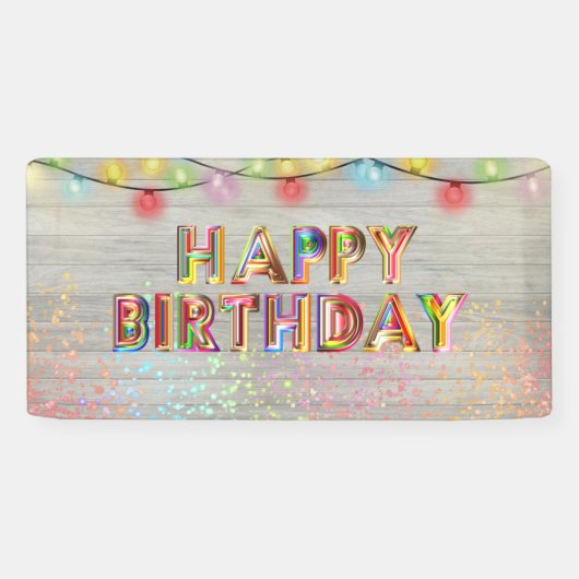 Glitter en Lights Happy Birthday Spandoek (Horizontaal)