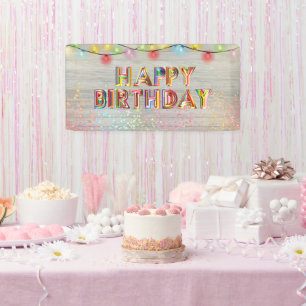Glitter en Lights Happy Birthday Spandoek