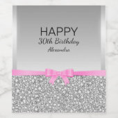 Glitter en lint verjaardag wijn etiket (Enkel label)