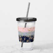 Glitter en marmer gepersonaliseerd acryl drinkbeker (Achterkant)