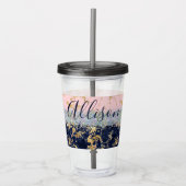 Glitter en marmer gepersonaliseerd acryl drinkbeker (Voorkant)
