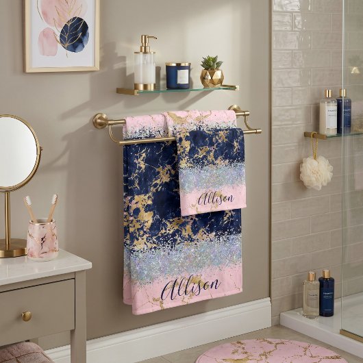 Glitter en marmer gepersonaliseerd  bad handdoek
