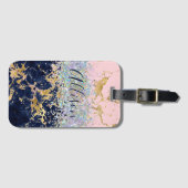 Glitter en marmer gepersonaliseerd bagagelabel (Voorkant (horizontaal))