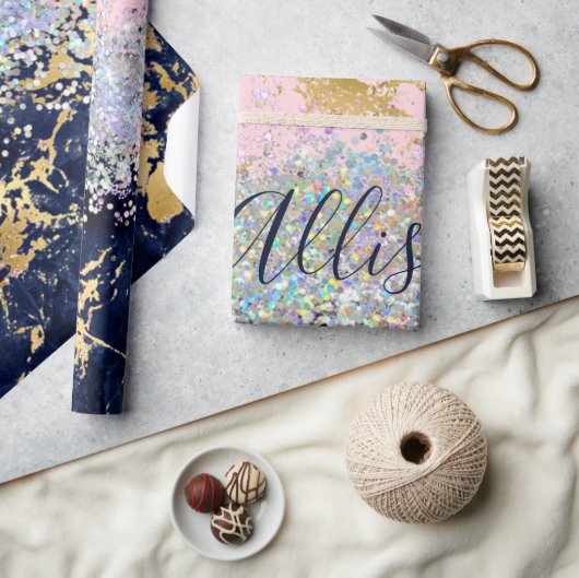 Glitter en marmer gepersonaliseerd  cadeaupapier (Crafts)