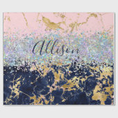 Glitter en marmer gepersonaliseerd  cadeaupapier (Vlak)