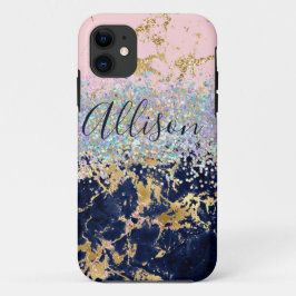 Glitter en marmer gepersonaliseerd  Case-Mate iPhone case