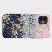 Glitter en marmer gepersonaliseerd  Case-Mate iPhone case (Achterkant (horizontaal))