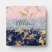 Glitter en marmer gepersonaliseerd  fotoplaat (Voorkant)