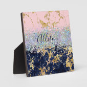 Glitter en marmer gepersonaliseerd  fotoplaat (Voorkant)