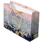 Glitter en marmer gepersonaliseerd  groot cadeauzakje (Voorkant Gekanteld)
