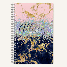 Glitter en marmer gepersonaliseerd journaal notitieboek