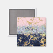 Glitter en marmer gepersonaliseerd  magneet (Voorkant / Achterkant)