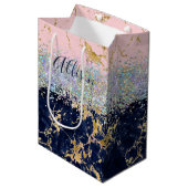 Glitter en marmer gepersonaliseerd medium cadeauzakje (Voorkant Gekanteld)