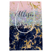 Glitter en marmer gepersonaliseerd medium cadeauzakje (Voorkant)