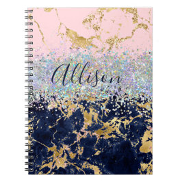 Glitter en marmer gepersonaliseerd notitieboek