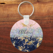 Glitter en marmer gepersonaliseerd  sleutelhanger (Voorkant)