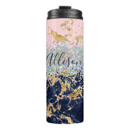 Glitter en marmer gepersonaliseerd  thermosbeker