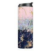 Glitter en marmer gepersonaliseerd  thermosbeker (Gedraaid links)