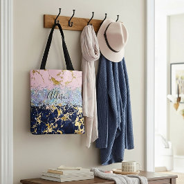 Glitter en marmer gepersonaliseerd  tote bag