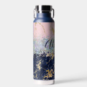 Glitter en marmer gepersonaliseerd  waterfles (Voorkant)