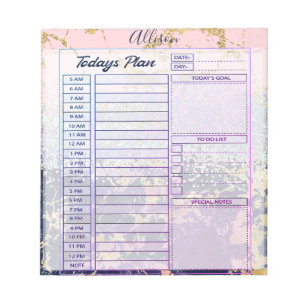 Glitter en marmer gepersonaliseerde dagplanner notitieblok