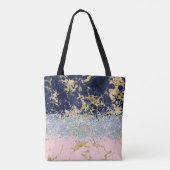 Glitter en marmer gepersonaliseerde strand spullen tote bag (Achterkant)