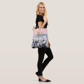 Glitter en marmer gepersonaliseerde strandspullen tote bag (Op model)