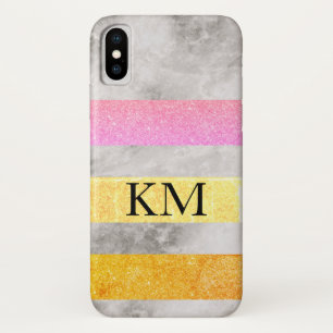 Glitter en marmer met monogram Case-Mate iPhone case
