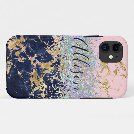 Glitter en marmer op maat Case-Mate iPhone case (Achterkant (horizontaal))