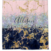 Glitter en marmer op maat douchegordijn (Voorkant)