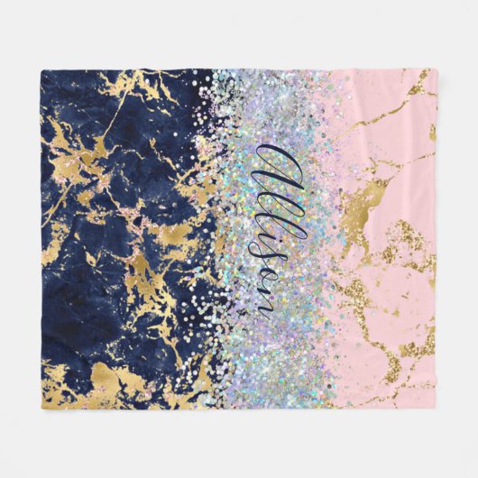 Glitter en marmer op maat fleece deken (Voorkant (Horizontaal))
