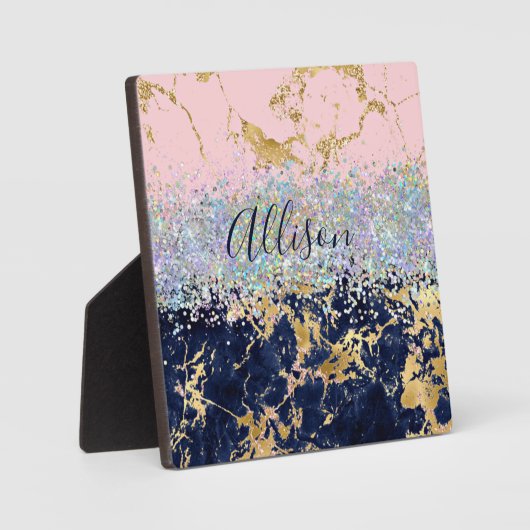 Glitter en marmer op maat fotoplaat (Voorkant)