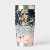 Glitter en marmer op maat geïsoleerde drinkbeker (Achterkant)