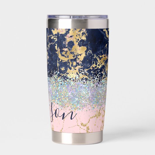 Glitter en marmer op maat geïsoleerde drinkbeker (Achterkant)