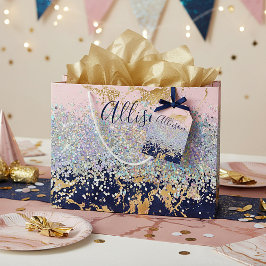 Glitter en marmer op maat groot cadeauzakje