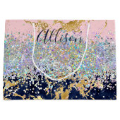 Glitter en marmer op maat groot cadeauzakje (Voorkant)