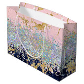 Glitter en marmer op maat groot cadeauzakje (Achterkant Gekanteld)
