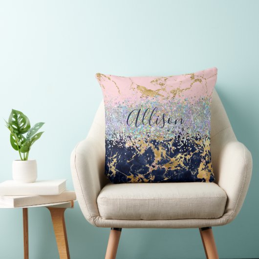 Glitter en marmer op maat kussen (Stoel)