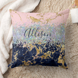 Glitter en marmer op maat kussen