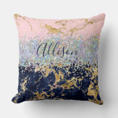 Glitter en marmer op maat kussen (Voorkant)