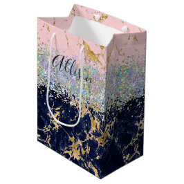 Glitter en marmer op maat medium cadeauzakje