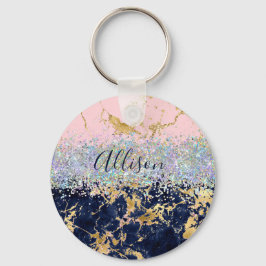 Glitter en marmer op maat sleutelhanger